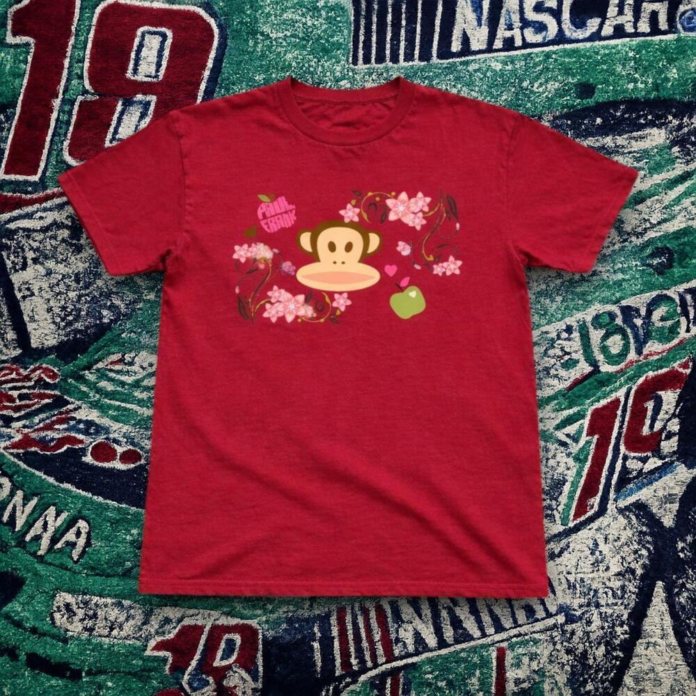 Paul Frank Floral Monkey Graphic Tee Burgundy Unisex